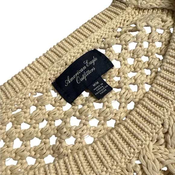 5/$25 American Eagle Outfitters Beige and Bright Yellow/Green Sweater - Picture 4 of 5